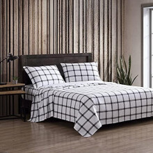 Flanellbettwäsche, Doppelbettgröße, knitter- und pillingresistente Baumwolle, weicher Komfort für jede Jahreszeit – Bunkhouse Plaid Anthrazit