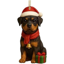 Décoration de Noël teckel en acrylique 8 cm avec anneau métallique
