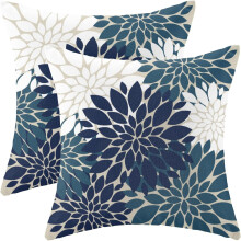 Kissenbezüge aus Leinen in Marineblau und Weiß, 45 x 45 cm (2 Stück)