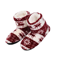 Chaussons de Noël duveteux à motif cerf pour femmes et filles – Doublure polaire thermique, semelle antidérapante, usage intérieur/extérieur,
