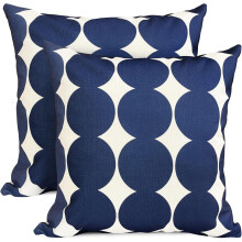 Conjunto de 2 capas de almofada decorativas em linho com estampa de bolinhas pretas, 45x45 cm (18x18 polegadas), compatíveis com almofadas padrão.