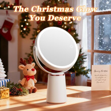 Miroir de maquillage lumineux JUNXIAO, grossissement double face 30X/1X, intensité lumineuse réglable en continu sur 3 couleurs, commande tactile,