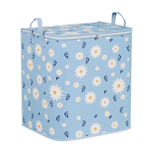 Gray Non-Woven Foldable Storage Bin with Lid and Zipper