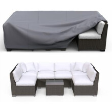 Wasserdichte, robuste Schutzhülle für Gartenmöbel (Ecksofa, Tisch und Stühle aus Rattan/Korbgeflecht), 315 cm L 180 cm B 74 cm H, Grau