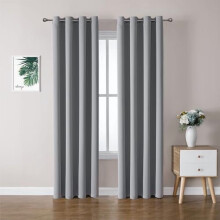 Blackout Curtains 52x120 Inch, 2-Pc Grommet Thermal Insulated Set for Living Room & Bedroom (Light Grey)