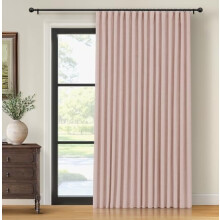 Thermal Sliding Door Curtains, 100% Blackout, Linen-Textured, Blush Pink, 1 Panel, W100"xL84", Compatible with Sliding Glass Doors