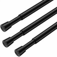 Tringles à rideaux extensibles à ressort réglables noires (66-99 cm), sans perçage, pour portes et fenêtres, lot de 3 – Compatibles avec les