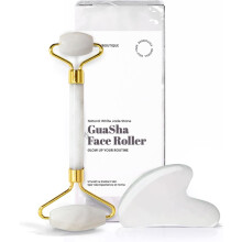 Gua Sha -kasvotyökalut ja kasvojenkohotusrulla ryppyjä vastaan, luonnollinen ihonhoitotyökalu, Jade-rulla, Guasha-työkalu kasvoille (vihreä)