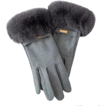 Dames winterhandschoenen van pluche fleece met manchet van imitatiebont