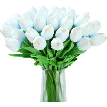 20 stuks gekleurde kunstmatige tulpen, realistische nepbloemen voor bruidsboeketten, Moederdagdecoratie (blauw)