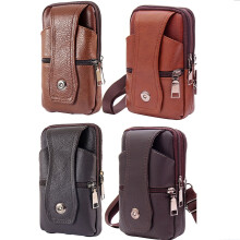 Fashion Men Outdoor Faux Leather Belt Pouch Waist Bag Mobile Phone Card Holder Case Pouch, Mens Multifunctional Mobile Phone Bag Waist Bag