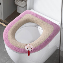 Plüsch-Toilettensitzbezug aus Lammfell mit Griff, verdicktes, weiches Winterkissen, waschbarer zweifarbiger Schutz, kompatibel mit Standardsitzen