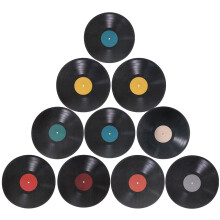 Vinyl lemezmatrica dekoráció fekete PVC 16 db