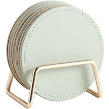 Set di 6 sottobicchieri in similpelle PU con supporto in metallo, base in sughero e assorbenti – Decorazione per la casa e regalo per