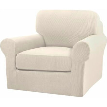 2-teiliger Stuhlbezug für Wohnzimmersessel und Sofa mit einzelnen Kissenbezügen, Möbelbezug für Stühle (Stuhl, BiscottiBeige)