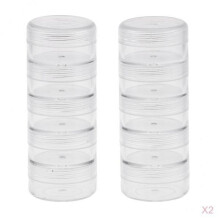 2x Recipient mic transparent pentru depozitarea mărgelelor, organizator cu capace rotunjite cu filet pentru mărgele, nail art, sclipici