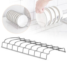 Organizador de pratos e louças de metal com 8 compartimentos para armário, despensa e bancada – Compatível com pratos padrão.