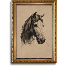 Vintage aranykeretes minimalista vonalas madár vászonkép, rusztikus parasztház faldekoráció nappaliba, hálószobába, 30x40 cm