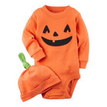 Taaperopojat Tyttöjen Halloween-asu Haalari Puuvilla Vauvanvaatteet Yksivärinen Vauvan Ryömintäpuku Pitkä Haalari Vastasyntyneen Pyjama Oranssi