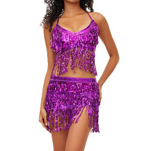 Jupes à paillettes et franges pour femmes, foulard de danse orientale à franges scintillantes, jupe à paillettes pour rave party, jupe à franges
