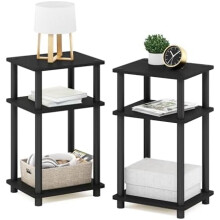 Table d'appoint/table de chevet/table de nuit Just3-Tier Turn-N-Tube avec pieds en plastique, lot de 2, coloris Americano/Noir