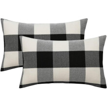 Lot de 2 housses de coussin rétro à carreaux noirs et blancs pour Halloween, 30 x 50 cm, en lin polyester, pour canapé, chambre, voiture,