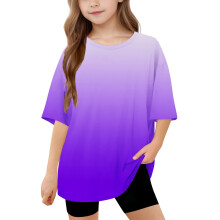 Peuterkleding voor meisjes, zomershirts voor meisjes, schattige, losse, zachte top met korte mouwen en kleurverloop voor peuters en kinderen (jongens