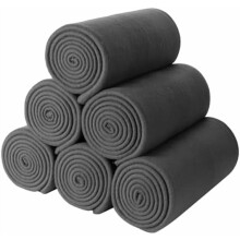 Pack of 6 Fleece Throw Blankets (50x60"), Soft Polar Fleece, Lightweight Cozy Throws for Couch, Bed, Kids, Travel, Wedding Gifts – Dark Grey