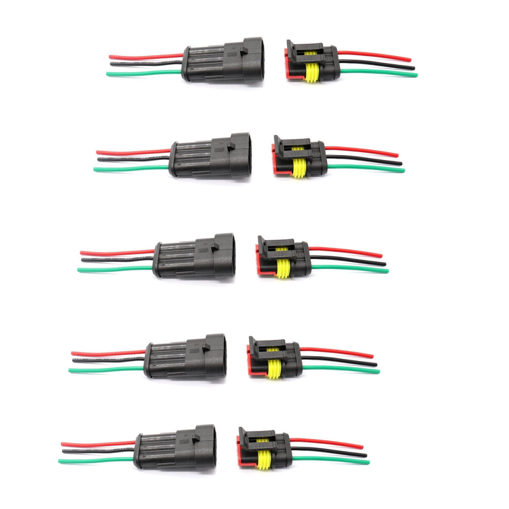 Electrical Wire Terminal Connectors 3-Pin 5 Pairs 9402001558664