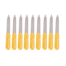 9 Pcs Nail Buffer,Stainless Steel and Plastic Handle Metal Nail File,Portable and Efficient Filing Emery Boards for Nails,Yellow