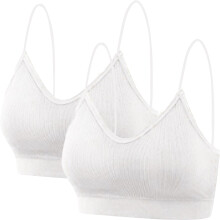 Sports Bras for Women 2 Pack Lady's Two Piece Set Seamless Top Strap Breast Pad Thread Plus Size Underwear Bras