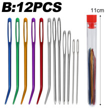 Large Eye Sewing Needles Kit Stainless Steel Blunt Darning Bent Tapestry Needles with Storage Box Crochet Darning Yarn Project