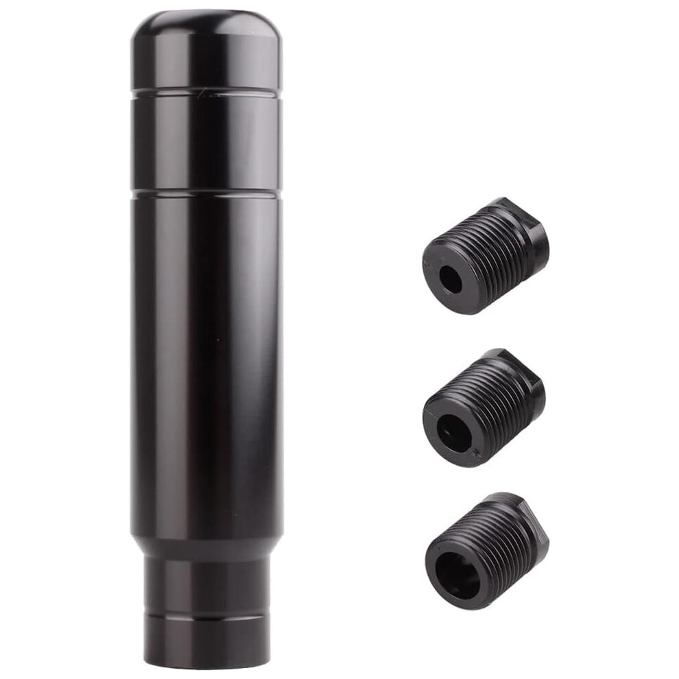 Aluminum Alloy Heavy Weighted Shifter Knob, 5", With M8/M10/M12 Adapters, Compatible With Most Auto/Manual Vehicles (Black) Black 9448196235843