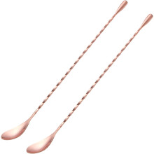 Bar Spoon Cocktail Mixing Stirrers for Drink, Stainless Steel 12 Inches Long Handle, Silver 2 Pieces