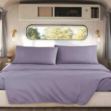 Draps courts pour camping-car (taille Queen), draps gris-violet pour camping-car (taille Queen), draps en microfibre 1800 fils ultra-doux pour