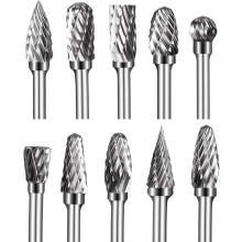 Rotary Burr Set Tungsten Carbide Double Cut 10 pcs