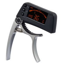 2-In-1 Electric Digital LCD Electronic Guitar Tuner And Capo Clip-on Acoustic Bass Tuner Tone Generator For Guitar/ Ukulele/ Banjo (Silver)