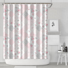 Floral Print Shower Curtain 72x84 Inches with 12 Hooks
