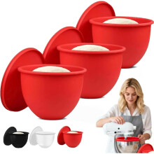 Silikon-Rührschüssel-Einsätze für KitchenAid 5Qt Küchenmaschinen – 3-teiliges Set mit Deckeln, antihaftbeschichtete, wiederverwendbare