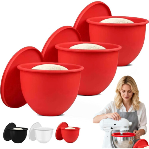 Σιλικονούχα προστατευτικά μπολ για μίξερ KitchenAid 5Qt – Σετ 3 τεμαχίων με καπάκια,