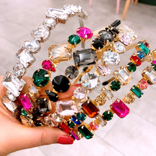 Windfall Kvinner Håndlaget Boho Rhinestone Pannebånd Hårbøyle Brude Elegant Bryllup Hodeplagg Tilbehør