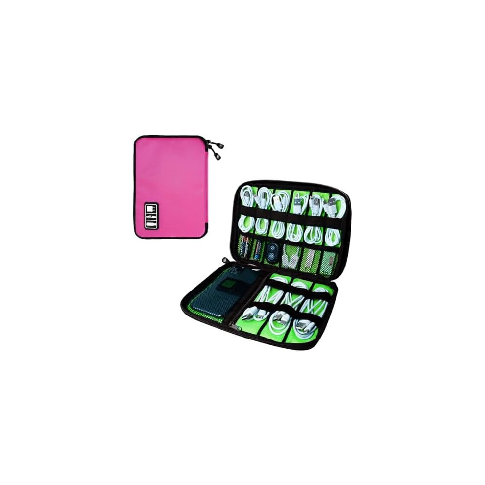 Portable Waterproof Electronics Travel Organizer Bag For Cords, Chargers, Sd Cards Â Rose Red, Compatible With All Devices 9448196241370