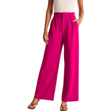 Damen-Hose mit weitem Bein, Business-Casual, locker geschnitten, hoch tailliert, Palazzo-Hose, fließend