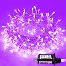 Guirlande lumineuse de Noël Purple200LED, fil transparent de 20 m, 8 modes, intérieur/extérieur, compatible avec les prises standard