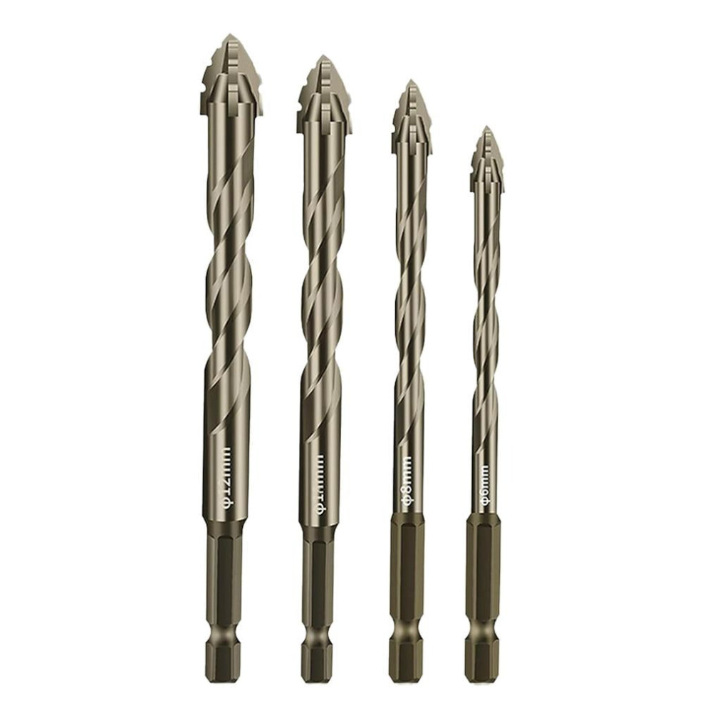 4/6Pcs 4-Flute Serrated Eccentric Drill Bits Set, 3Â12Mm, High-Hardness Skewed Head, Compatible With Q3f9 9104899361776