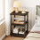 Nightstand Modern Black Wood Grain 3-Tier 1
