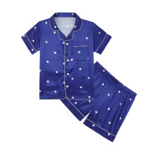 Conjunto de pijama infantil para menina, com estampa de desenho animado, shorts de manga curta, tamanho 7-8 anos.