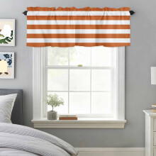 Farmhouse striped valance with rod pocket, 42x12 in, orange