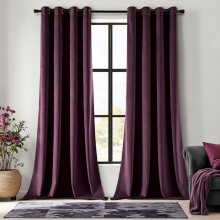 Purple Velvet Grommet Curtains 52x84", Thermal Insulated, Soundproof & Room-Darkening, Set of 2 – Compatible with Classical Living Room & Bedroom