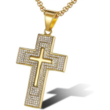Miesten suuri ruostumattomasta teräksestä valmistettu kultainen krusifiksi-ristikaulakoru – yhteensopiva Jewelry Kingdomin kanssa